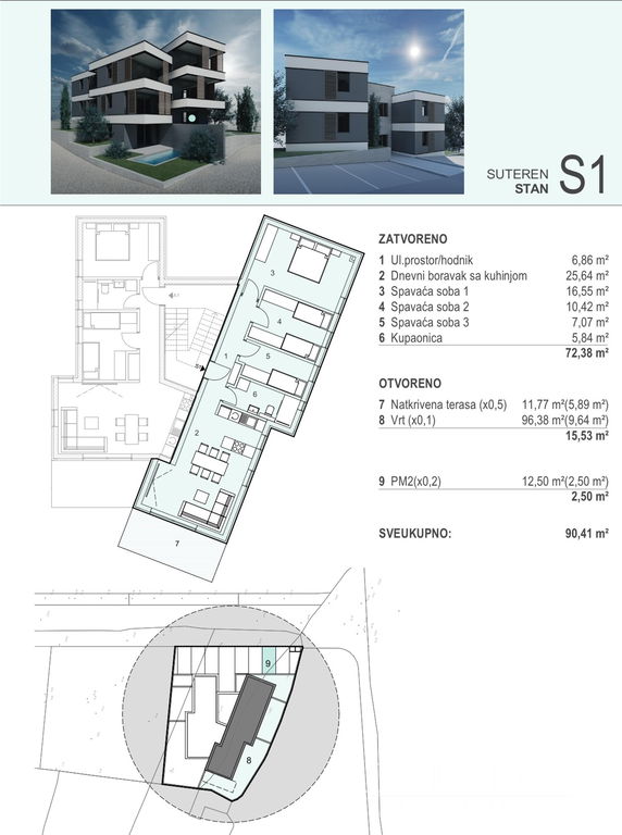 APARTMÁN S1 V BYTOVÉM DOMĚ, NOVOSTAVBA, 100m OD MOŘE - ŠIMUNI, PAG