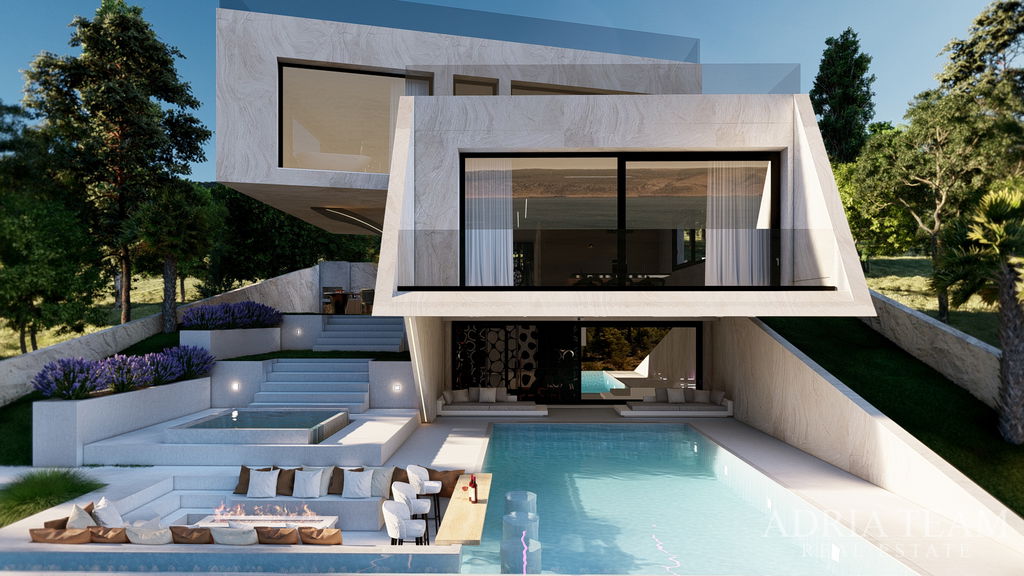 LUXUSNÍ JEDINEČNÁ VILA S BAZÉNEM A OTEVŘENÝM VÝHLEDEM NA MOŘE – STARIGRAD PAKLENICA