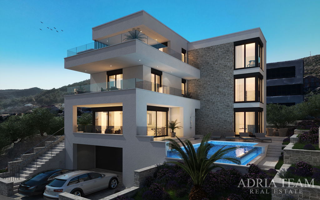 MODERNÍ VILA, 50m OD MOŘE, NOVOSTAVBA, NÁDHERNÝ VÝHLED – VINJERAC