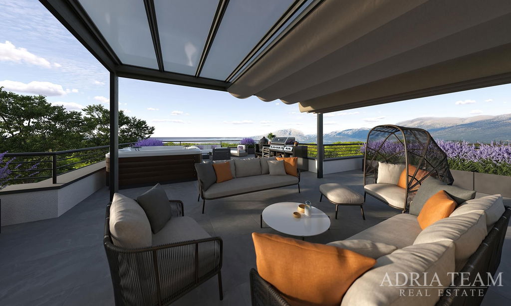 APARTMÁN S3 S BAZÉNEM, ZAHRADOU A STŘEŠNÍ TERASOU, NOVOSTAVBA, KRÁSNÝ VÝHLED - MANDRE, PAG