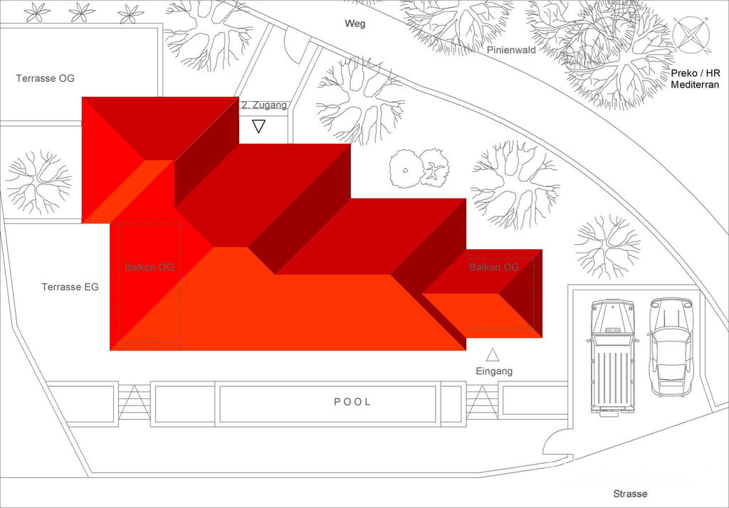STAVEBNÍ POZEMEK S PROJEKTEM VILY S BAZÉNEM, VÝHLED NA MOŘE - PREKO, UGLJAN