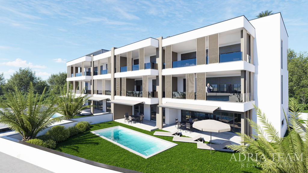 KRÁSNÝ APARTMÁN, NOVOSTAVBA, PRVNÍ ŘADA U MOŘE – ZATON