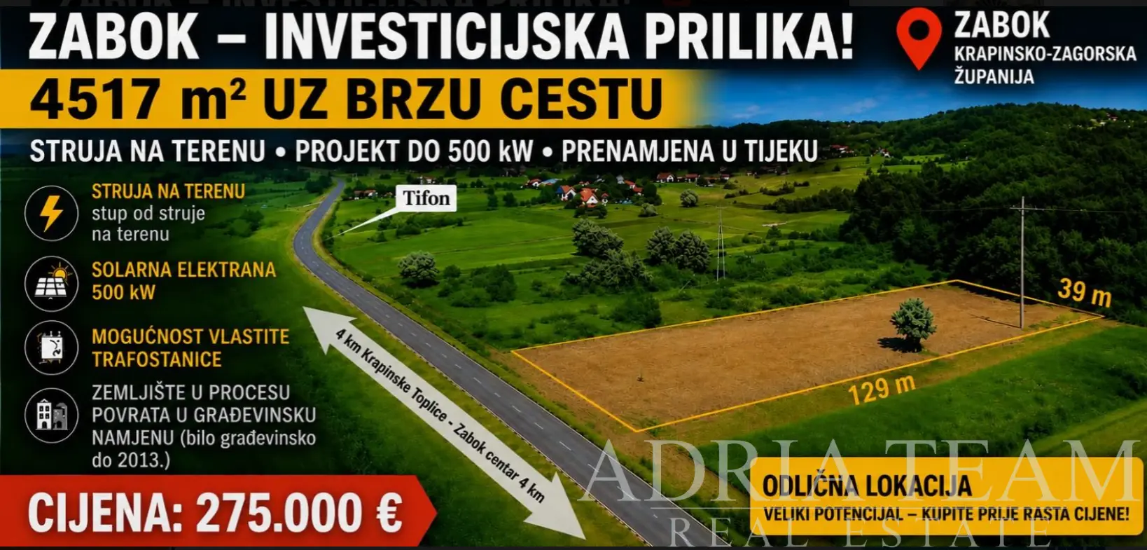 INVESTIČNÍ POZEMEK S POTENCIÁLEM – ZABOK
