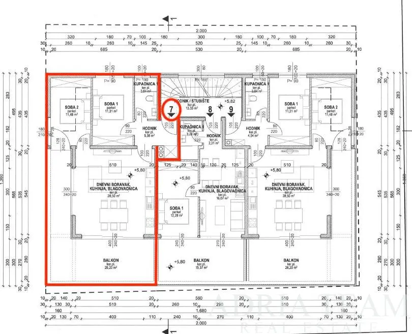 MODERNÍ DVOUPOKOJOVÝ APARTMÁN S7 S PROSTORNÝM BALKONEM – POVLJANA, OSTROV PAG